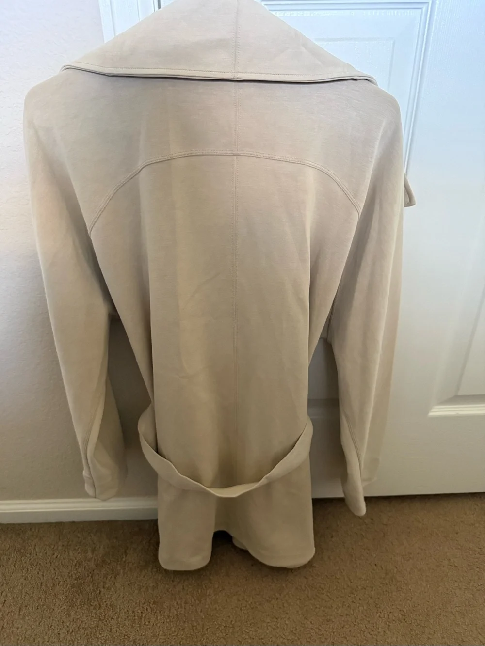 lululemon athletica M/L Light Beige Draped Coat with Tie Belt